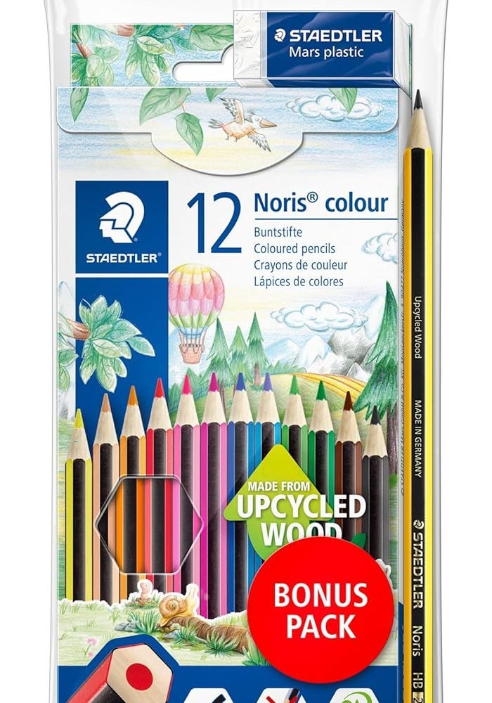 STAEDTLER Noris Colour Pencils Set with Eraser and HB Pencil - 12 Pieces - Image 1