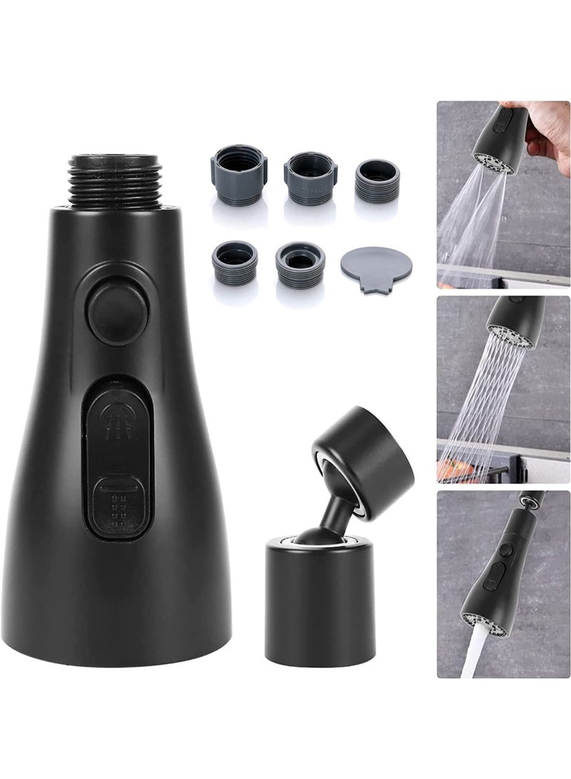 Kitchen Tap Spray Faucet Head, 360° Rotating Faucet for Kitchen,3 Functions Tap Faucet Attachment Spray for Kitchen/Bathroom Sink Faucet (Black) - Image 1