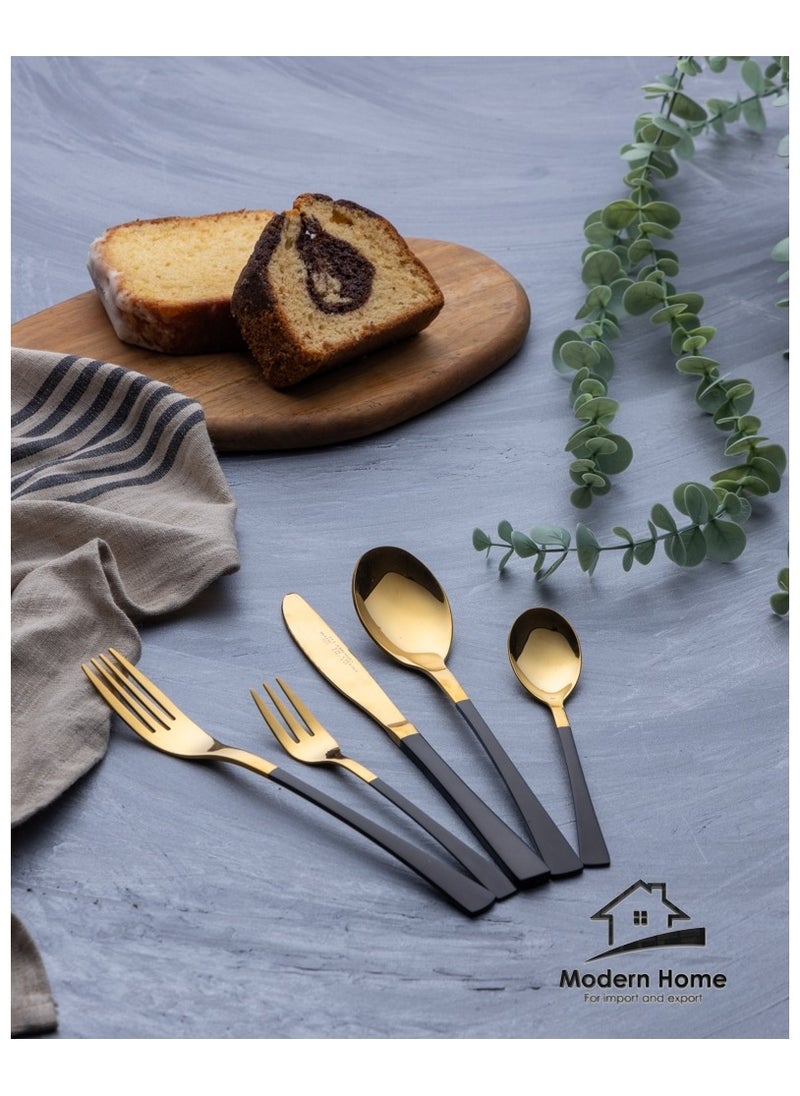 MODERN HOME - 24 Piece Spoon Bag Black and Golden Wood Code 82 - Image 1