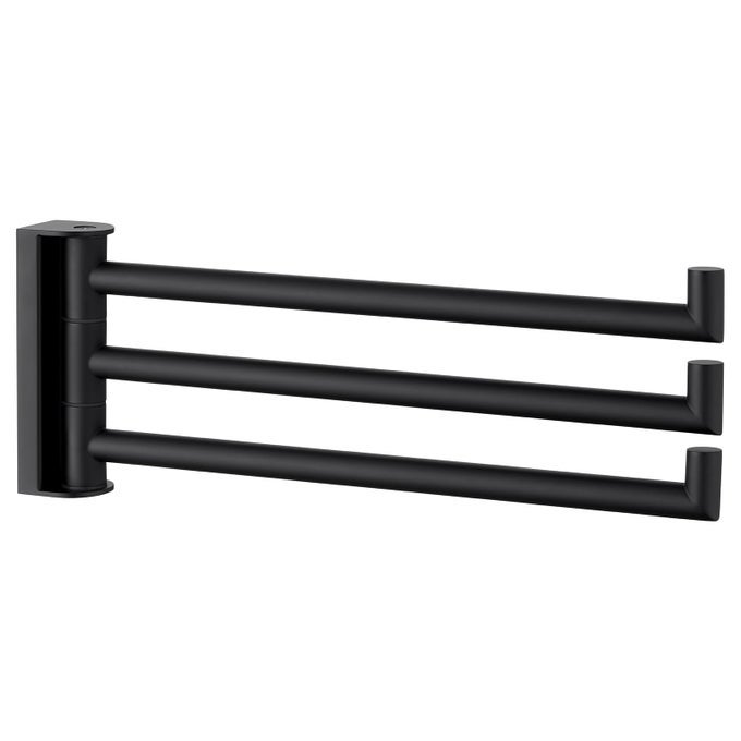 SWIVEL HAND TOWEL HOLDER SUS 304 STAINLESS STEEL FOLDABLE 3 TOWEL BARS FOR BATHROOM MATTE BLACK