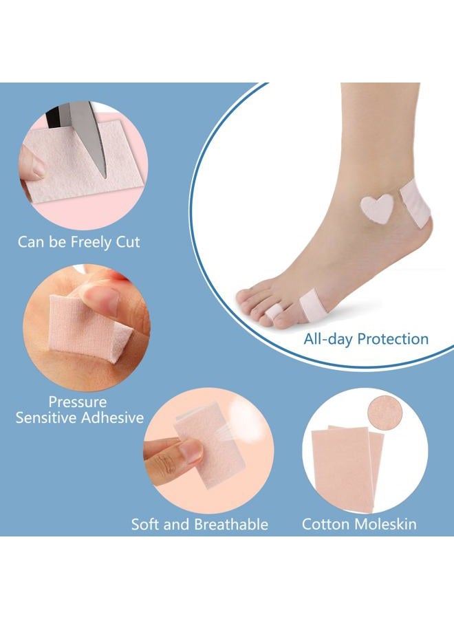 Klyranix 50 Sheets Moleskin Padding, Mole Skin for Feet Adhesive Pads, Moleskin for Blisters Prevention, Mole Skin Tape for Boots Hiking Reduce Friction Pain - Image 2