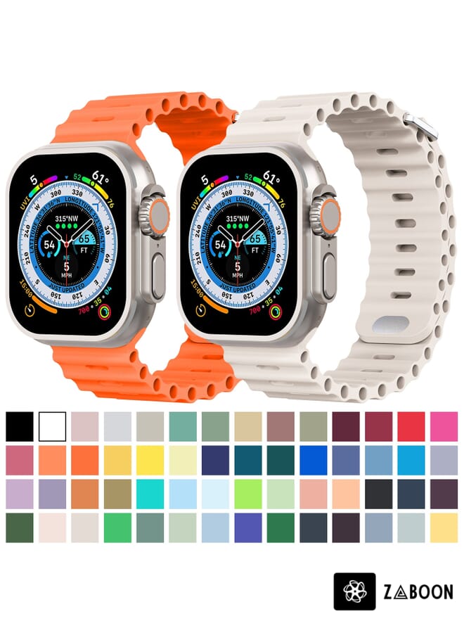 Zaboon Ocean Buckle Silicone  Watch Band For Apple Watch Series 8&7 41mm / SE 2&6&SE&5&4 40mm / 3&2&1 38mm(Orange) - Image 3