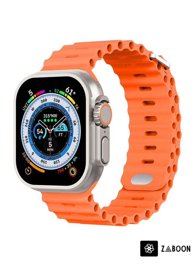 Zaboon Ocean Buckle Silicone  Watch Band For Apple Watch Series 8&7 41mm / SE 2&6&SE&5&4 40mm / 3&2&1 38mm(Orange) - Image 1