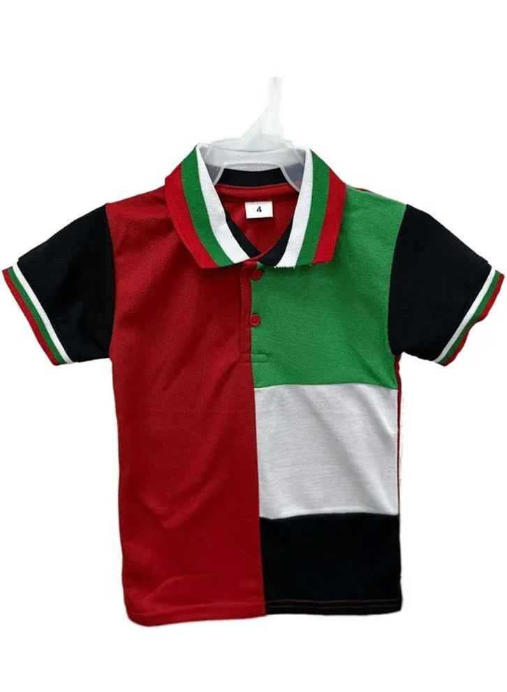 Brain Giggles Brain Giggles T-shirt for Kids National UAE Flag Design Unisex Polo Shirt (9-11 years) - Image 1