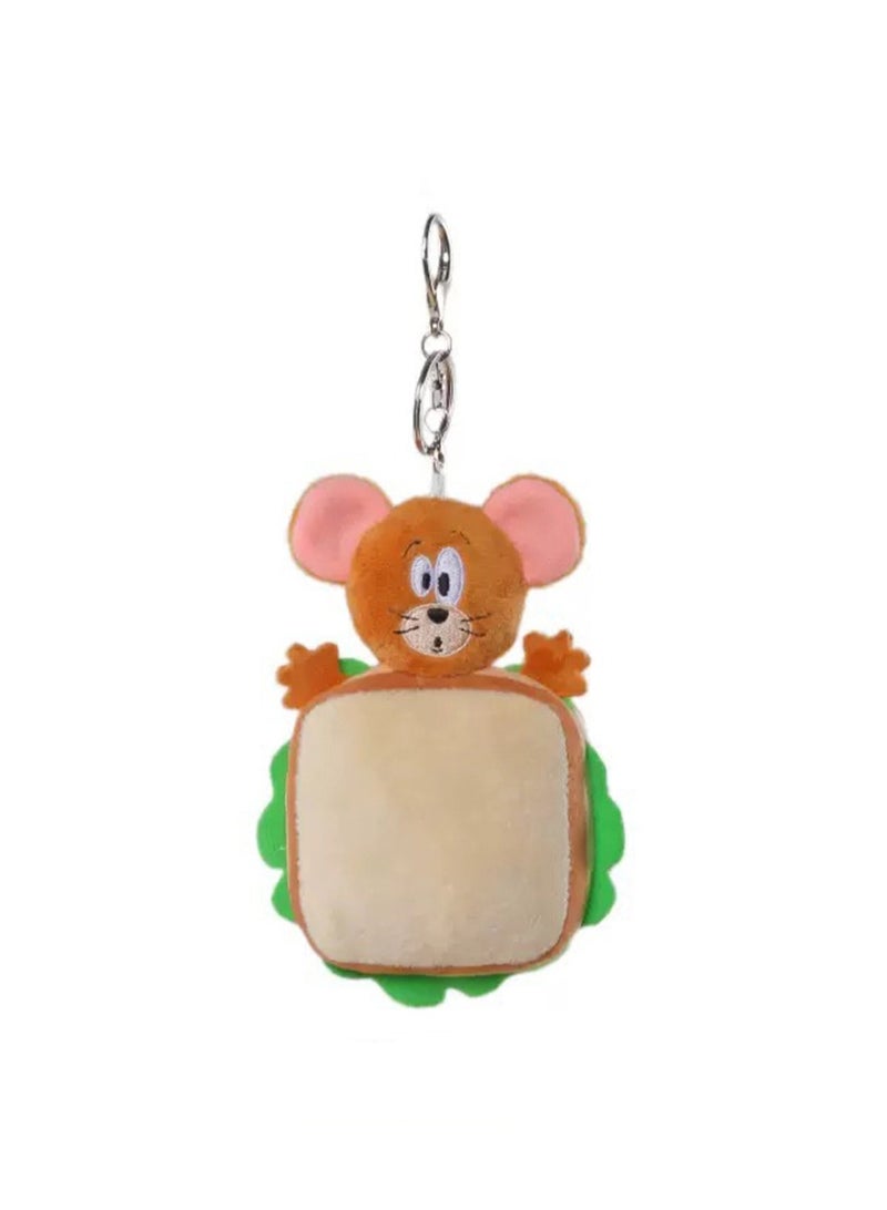 Creative Cute Plush Keychain, Cute Backpack Pendant, Suitable For Wallet Key Ring Decoration, (12cm Jerry Mouse Pendant, Sandwich Type)  - Image 1