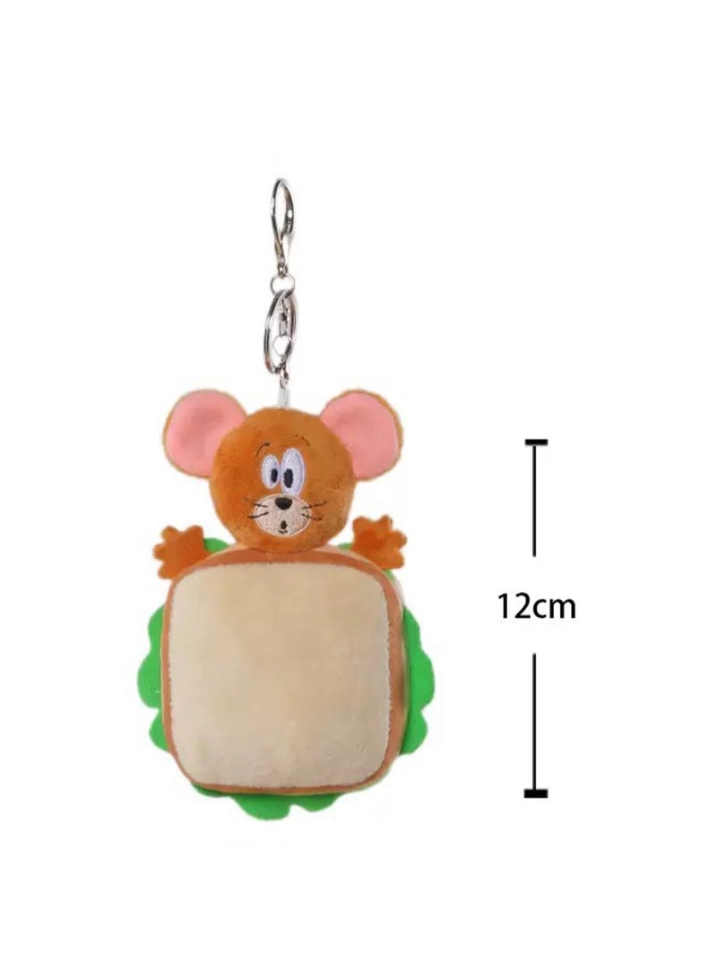 Creative Cute Plush Keychain, Cute Backpack Pendant, Suitable For Wallet Key Ring Decoration, (12cm Jerry Mouse Pendant, Sandwich Type)  - Image 2