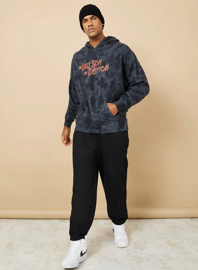 Styli Front and Back Superman Graphic Print Oversized Hoodie