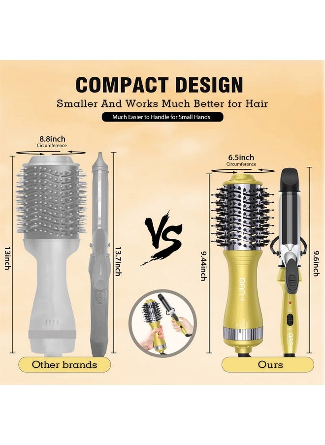 DAN Technology - Travel Size Blow Dryer Brush & Mini Curling Wand Set 125V Hot Air Brush With 3 Temperature Settings Travel 1 Inch Curling Iron Set For Drying Styling Curling And Volumizing - Image 1