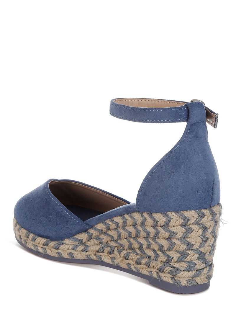 London Rag Wedge Heel Espadrilles Sandals in Navy - Image 3