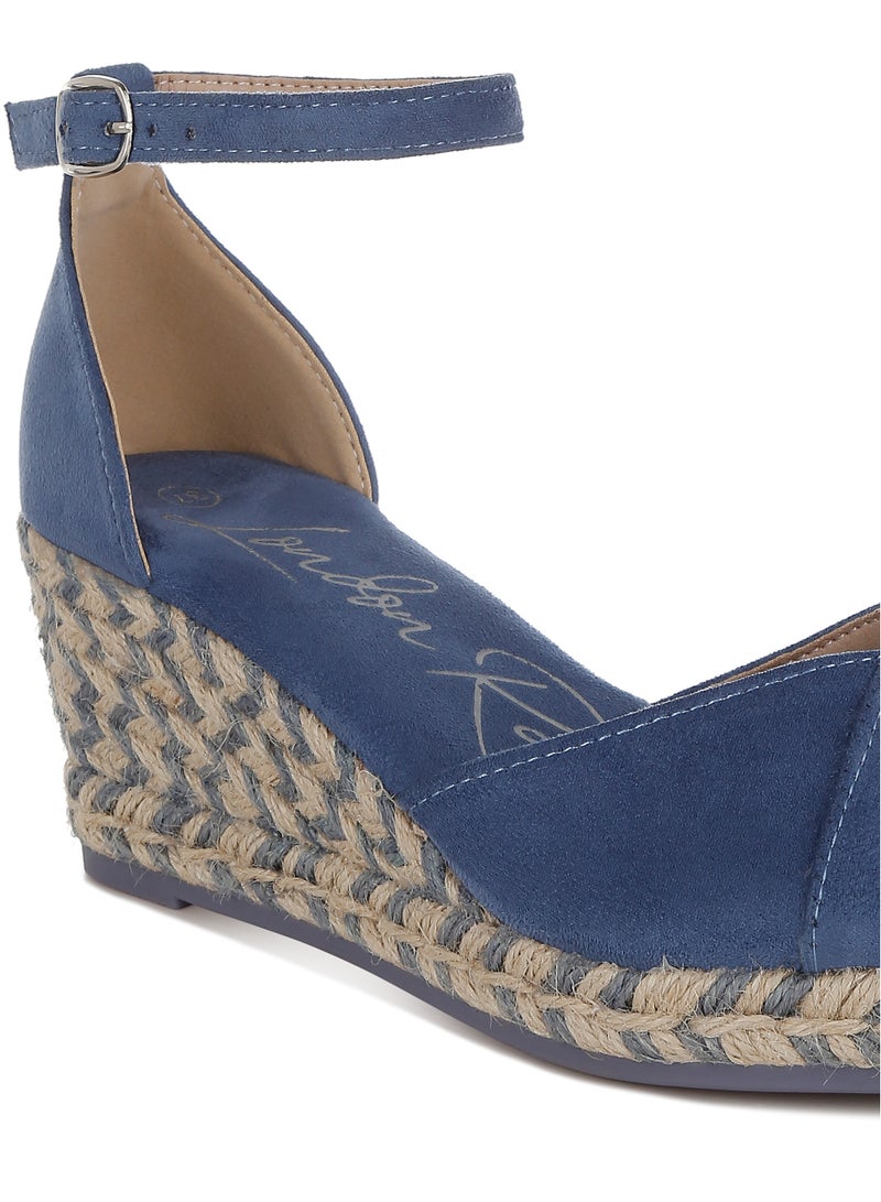 London Rag Wedge Heel Espadrilles Sandals in Navy - Image 5