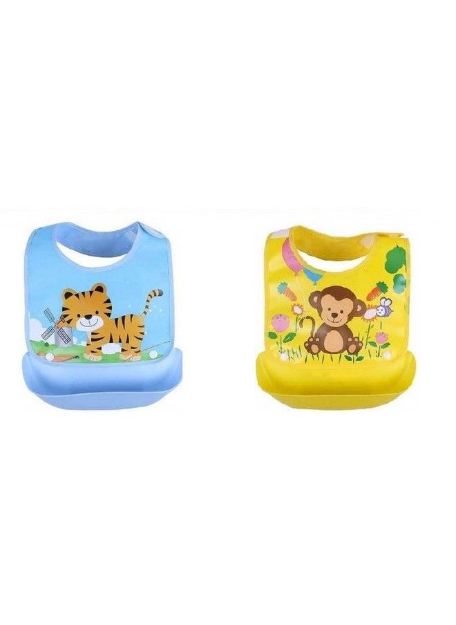 BabyGo - Silicone Baby Detachable Waterproof Apron Bibs (Set Of 2) Random Color - Image 1