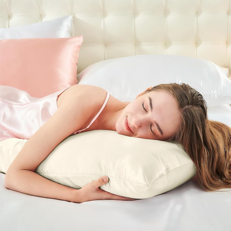 BEDELITE Satin Body Pillow Cover, Super Soft and Cooling Body Pillow Pillowcase for Hair and Skin, Breathable Silky Full Long Pillowcase Cover(20"x54", Beige) - Image 5