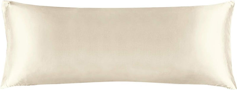 BEDELITE Satin Body Pillow Cover, Super Soft and Cooling Body Pillow Pillowcase for Hair and Skin, Breathable Silky Full Long Pillowcase Cover(20"x54", Beige) - Image 1