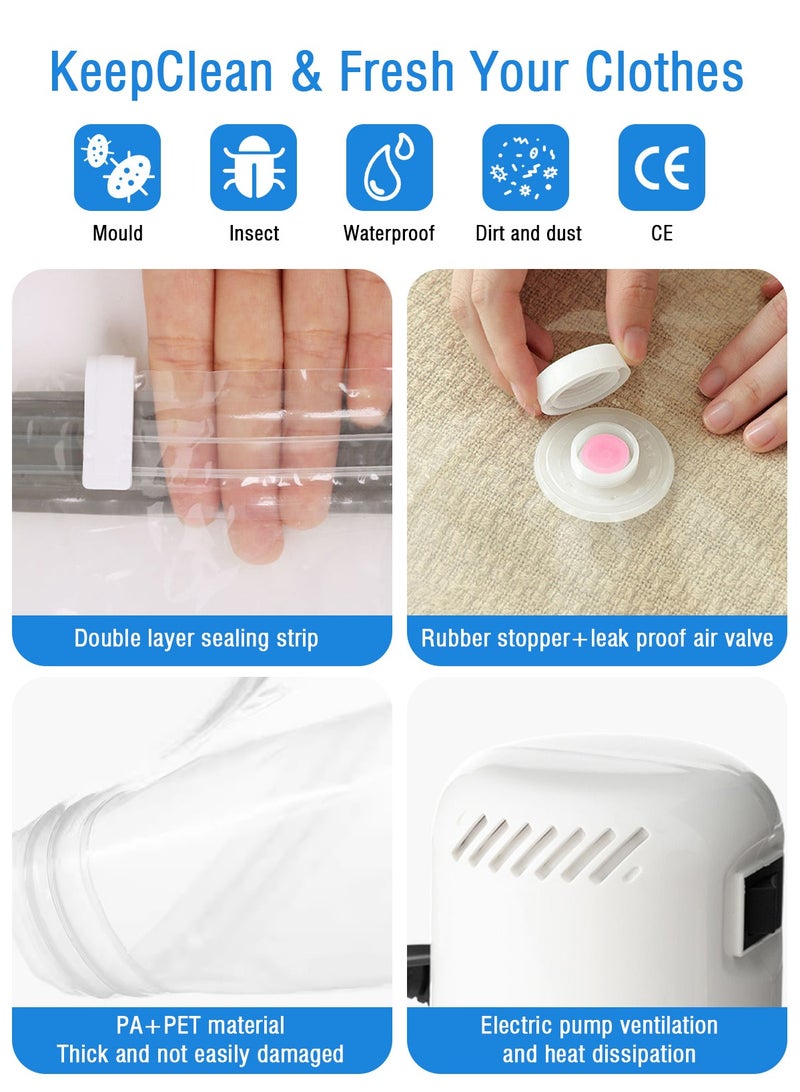 HomarKet 30 Pack Premium Vacuum Storage Bags with Electric Pump,Include 20-Piece (5 Jumbo, 5 Large, 5 Medium,5 Small) with 10- Piece Portable Hand-Rolled Vacuum Compression Bags (5-Piece 50x35cm and 5- Piece 70x50cm ) Reusable Space Saver Bags for Clothes, Mattress, Blanket, Duvets, Pillows, Comforters, Quilt, Travel  - Image 5