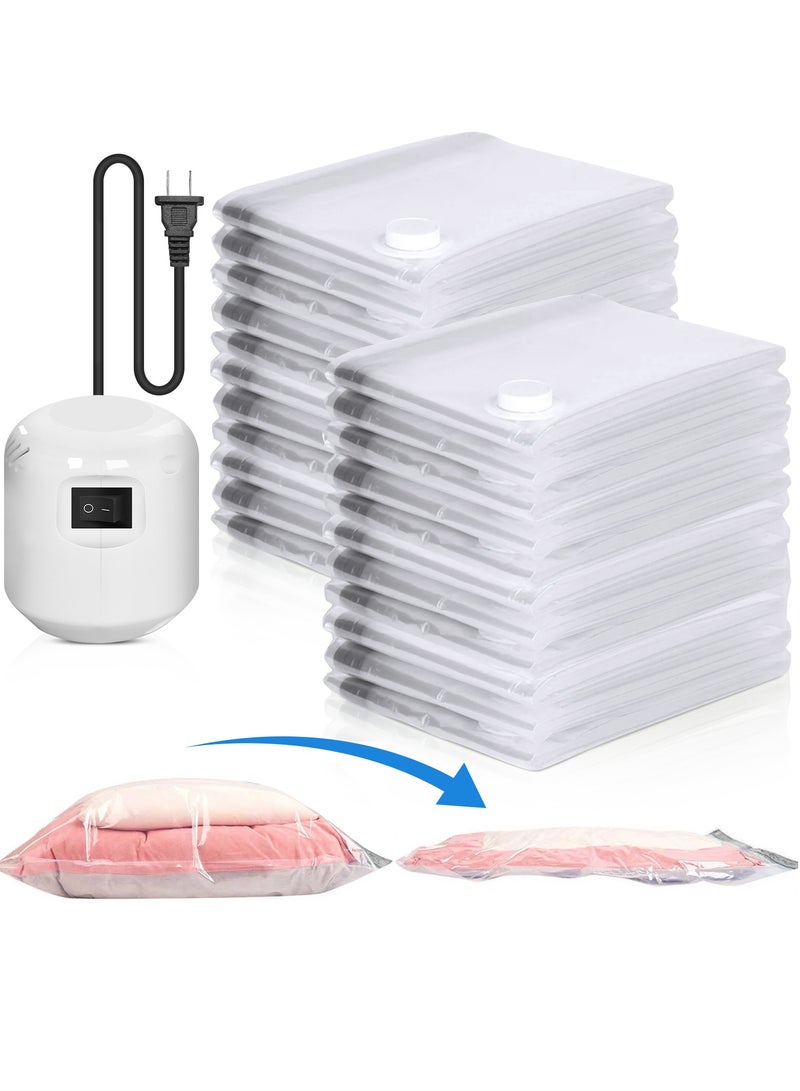 HomarKet 30 Pack Premium Vacuum Storage Bags with Electric Pump,Include 20-Piece (5 Jumbo, 5 Large, 5 Medium,5 Small) with 10- Piece Portable Hand-Rolled Vacuum Compression Bags (5-Piece 50x35cm and 5- Piece 70x50cm ) Reusable Space Saver Bags for Clothes, Mattress, Blanket, Duvets, Pillows, Comforters, Quilt, Travel  - Image 2