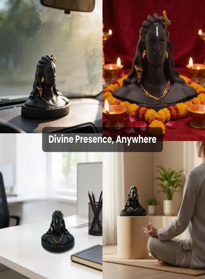 VAMA Siddh Adiyogi Statue for Car Dashboard - 5 Inch, Resin Lord Shiva Idol for Car Dashboard | Shiv Murti | Mahadev Murti | Lord Shiva Idols for Home, Mandir and Office Desk - Image 2