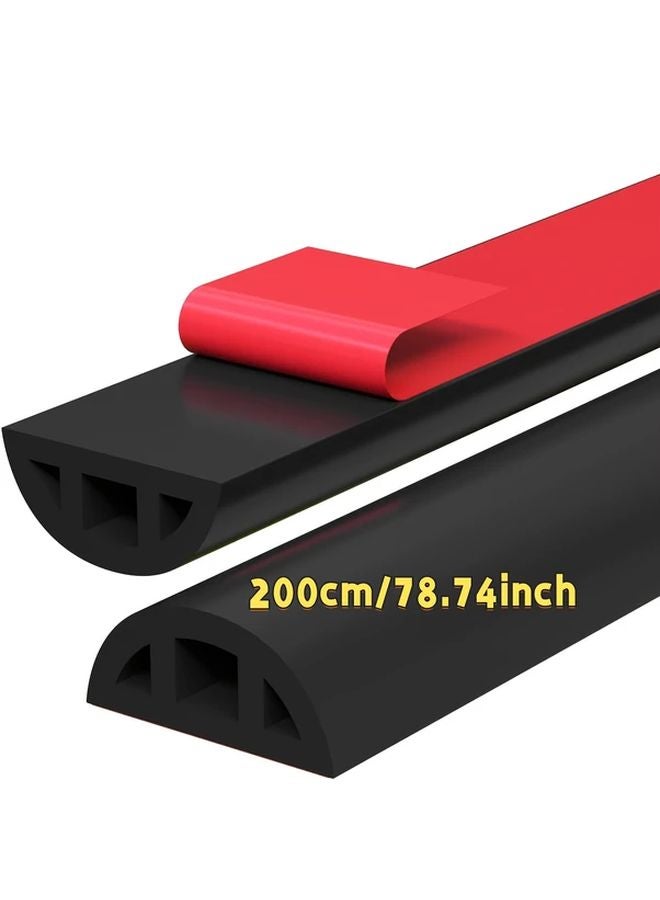 Black Self Adhesive Shower Threshold Water Dam 200cm Foldable Bathroom Splash Guard - Image 1