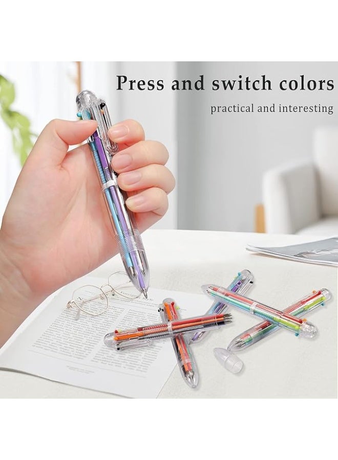 بيج كينج مجموعة من 6 أقلام متعددة الألوان 0.7 مم 6 في 1 أقلام حبر جاف قابلة للسحب 6 ألوان قلم حبر جاف شفاف للوازم المكتبية والمدرسية والطلاب والأطفال هدية - Image 5