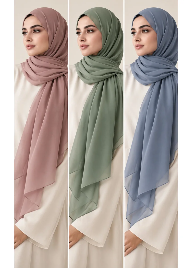 Wool Chiffon Shayla | Luxury Non-Slip Hijab Scarf – UAE Headscarf Set of 3 Colors