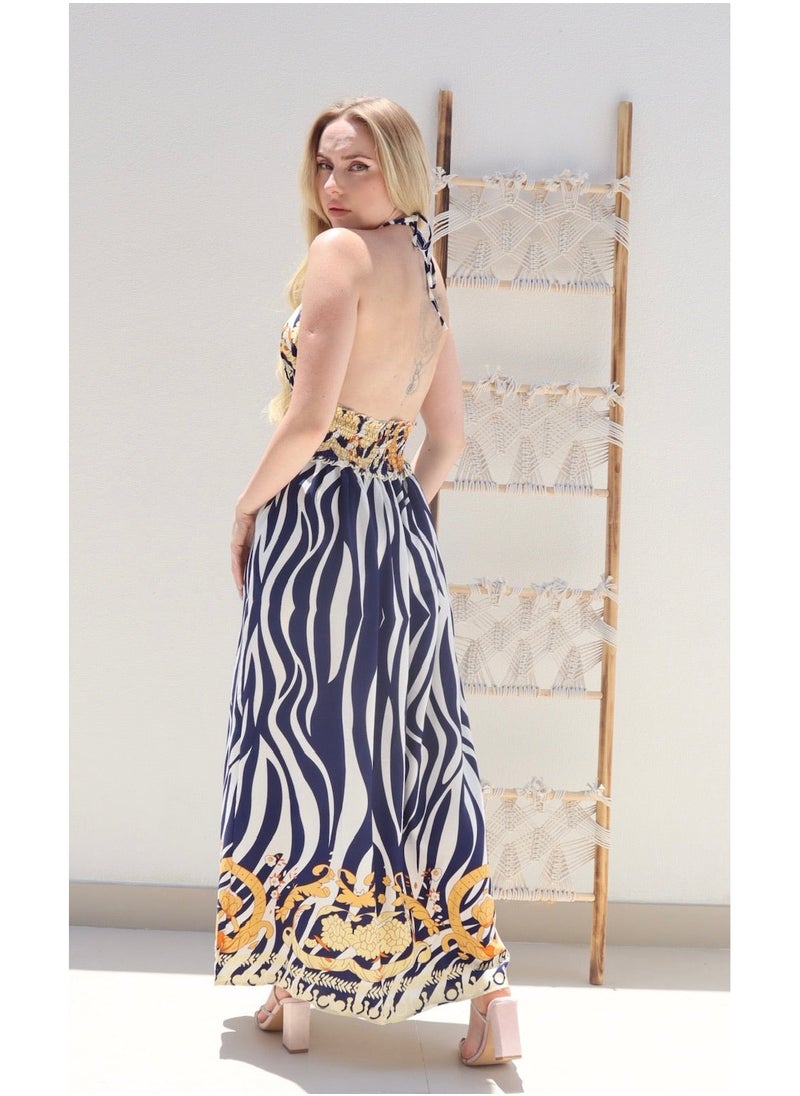 Alorabella - Saskia Halter Dress - Navy - Image 1