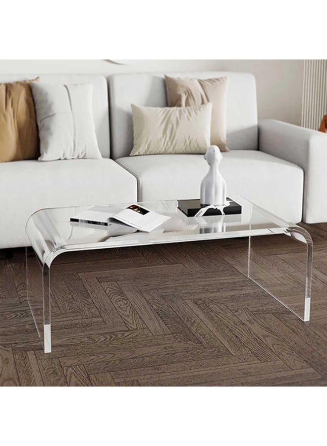 SLASA Modern Acrylic Coffee Table 32×15×12 in – C-Shape Transparent Side Table, Stylish and Durable Centre Table for Living Room, Bedroom, Office - Image 5