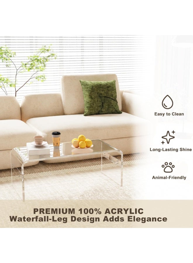 SLASA Modern Acrylic Coffee Table 32×15×12 in – C-Shape Transparent Side Table, Stylish and Durable Centre Table for Living Room, Bedroom, Office - Image 4