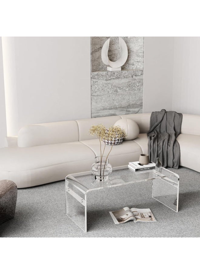 SLASA Modern Acrylic Coffee Table 32×15×12 in – C-Shape Transparent Side Table, Stylish and Durable Centre Table for Living Room, Bedroom, Office - Image 3