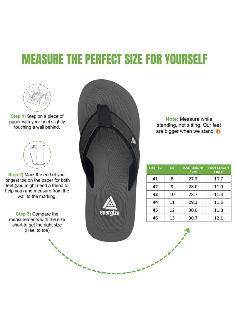 Energize Men's EVA Flip Flop Beach Slippers: Classic, Ultimate Comfort & Support For Indoor & Outdoor Wear, Reduce Foot & Heel Pain, Lightweight, Improves Posture  - Image 5