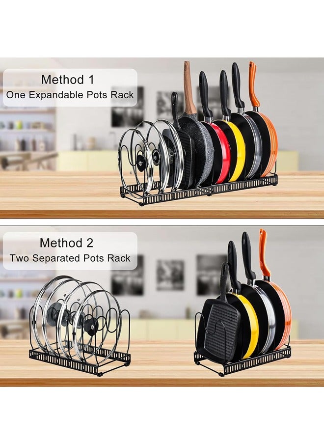 صاروخ فلاير رف تخزين القدر القابل للتوسيع - 10 حجرات قابلة للتعديل، صواني الخبز وأغطية أواني الطهي، رف التخزين - خزائن المطبخ، الخزائن، الأسطح، رف التخزين في المخزن (أسود) - Image 3