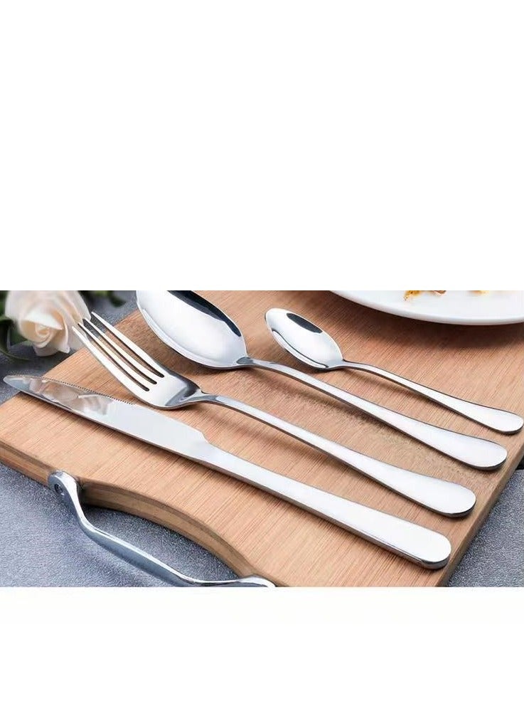 طقم سكاكين وشوك وملعقة من الفولاذ المقاوم للصدأ 24 قطعة مناسب للفنادق والمطاعم العائلية ملعقة طاولة رئيسية * 6 شوكة طاولة رئيسية * 6 سكين طاولة رئيسية * 6 ملعقة حلوى * 6 - Image 4