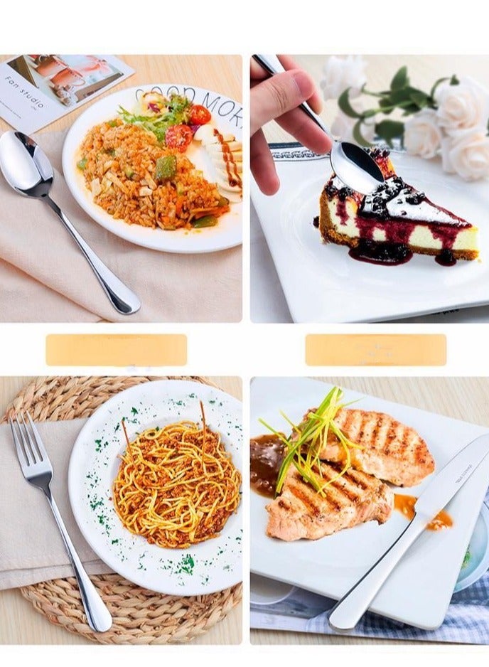 طقم سكاكين وشوك وملعقة من الفولاذ المقاوم للصدأ 24 قطعة مناسب للفنادق والمطاعم العائلية ملعقة طاولة رئيسية * 6 شوكة طاولة رئيسية * 6 سكين طاولة رئيسية * 6 ملعقة حلوى * 6 - Image 5