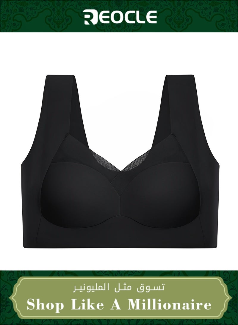 REOCLE Women's Seamless Wirefree Bras Mesh Comfortable Padded Back Smoothing Bra Push Up Wireless Bras Sculpting Uplift Bra - Image 1