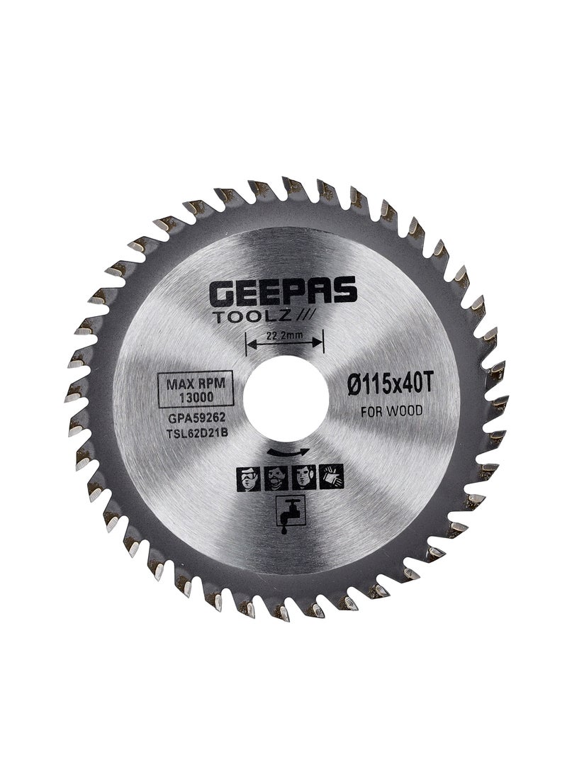 GEEPAS Wood Cutting Saw Blade Geepas GPA59262, Universal for dry or wet cutting, Sharp teeth offer fast and smooth cutting, Max RPM-13000, Super thin porcelain saw blade with free chips for cutting  - Image 1