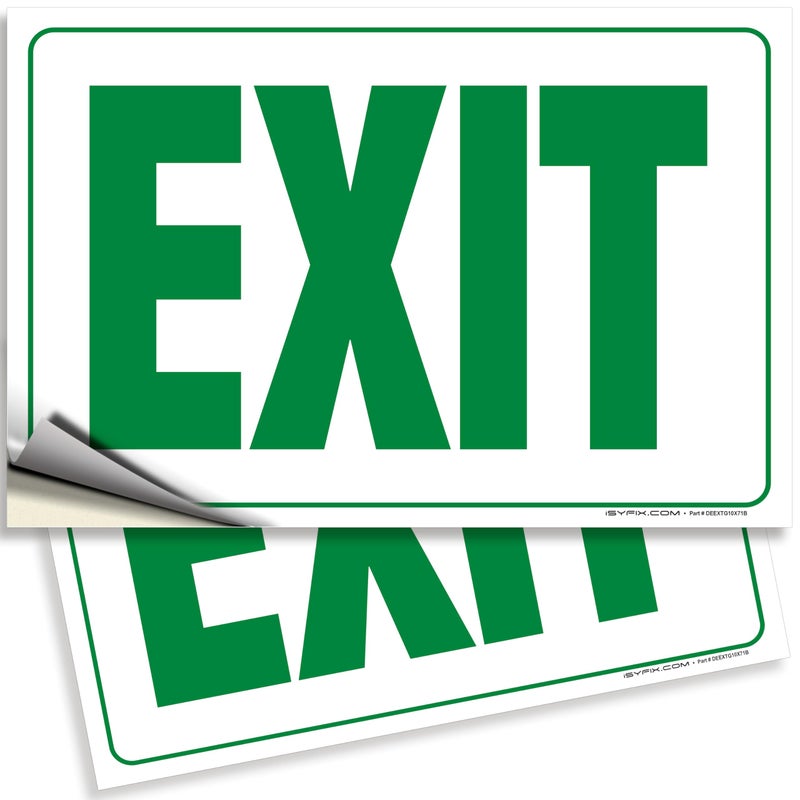 iSYFIX iSYFIX Exit Signs Stickers  2 Pack 10x7 Inch  Premium SelfAdhesive Vinyl Laminated for Ultimate UV Weather Scratch Water and Fade Resistance Indoor and Outdoor 