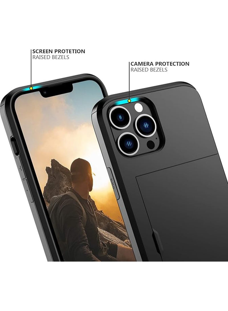 WRISTWISE Case Cover for iPhone 12 Pro Max with Card Holder Heavy Duty Protective Dual Layer Shockproof Hidden Card Slot Slim Wallet Case for iPhone 12 Pro Max for Men&Women(Black) - Image 4