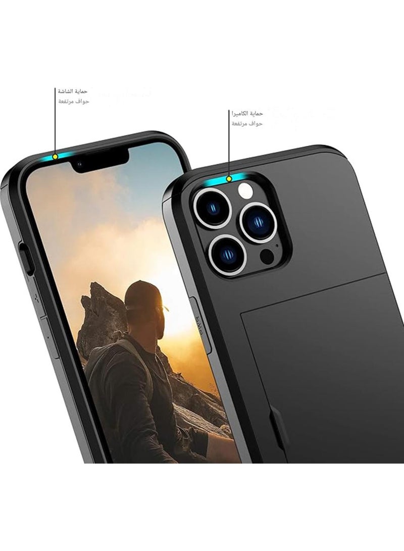 WRISTWISE Case Cover for iPhone 12 Pro Max with Card Holder Heavy Duty Protective Dual Layer Shockproof Hidden Card Slot Slim Wallet Case for iPhone 12 Pro Max for Men&Women(Black) - Image 4