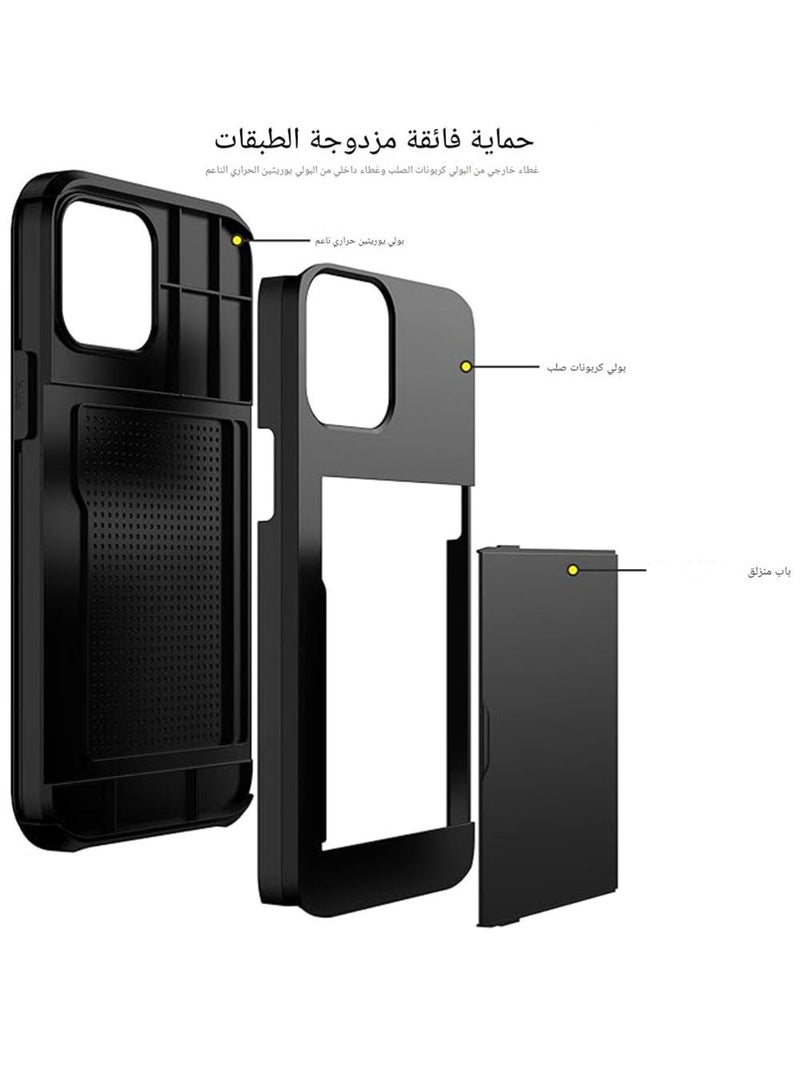 WRISTWISE Case Cover for iPhone 12 Pro Max with Card Holder Heavy Duty Protective Dual Layer Shockproof Hidden Card Slot Slim Wallet Case for iPhone 12 Pro Max for Men&Women(Black) - Image 3