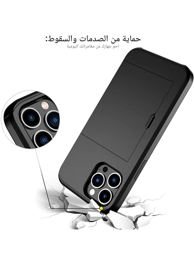 WRISTWISE Case Cover for iPhone 12 Pro Max with Card Holder Heavy Duty Protective Dual Layer Shockproof Hidden Card Slot Slim Wallet Case for iPhone 12 Pro Max for Men&Women(Black) - Image 5