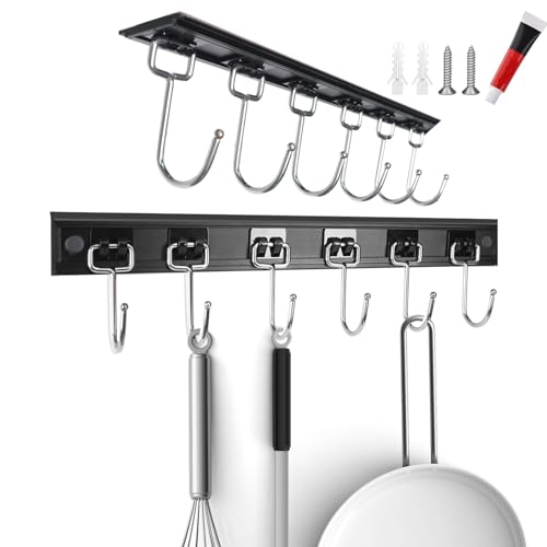 Cociat 2pcs Utensil Racks with 6 Hooks 11 Inch Mug Holder Under Cabinet Kitchen Utensil Holders Multifunctional 11 inch - Image 1