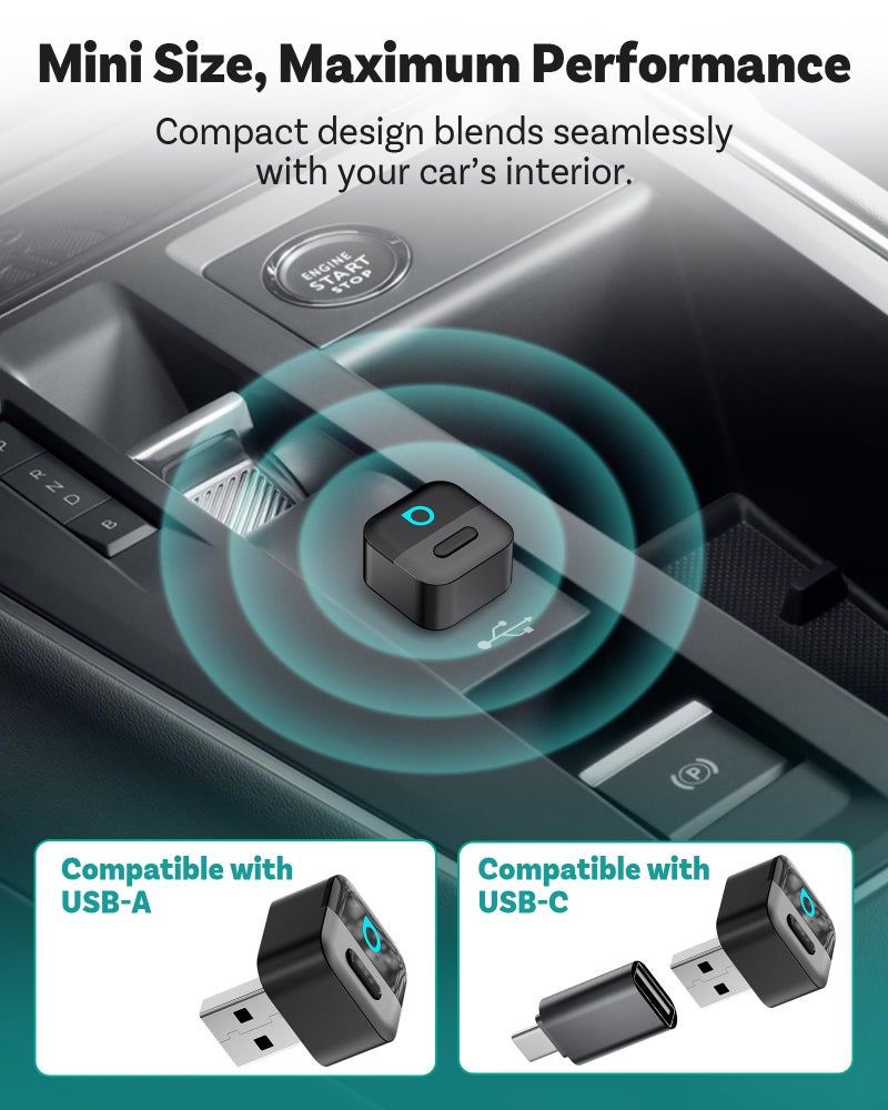 OTTOCAST Mini Pico Wireless CarPlay & Android Auto Adapter, Dual Wireless Conversion, Wi-Fi 6, Bluetooth 5.4, Ultra-Compact, One-Button Phone Switch - Image 5