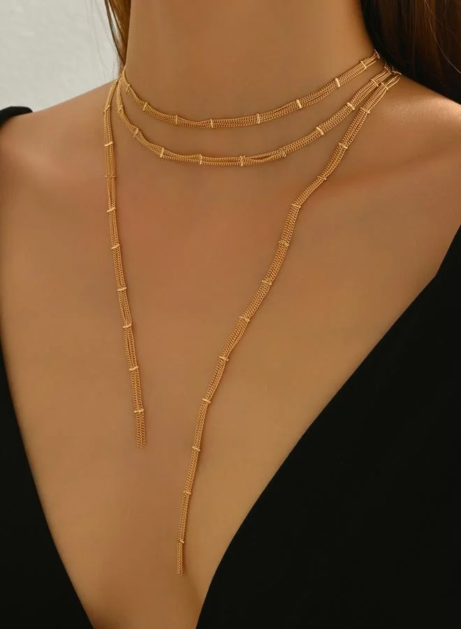 تايك تو عقد ذهبية معدنية بسلسلة بشرّابات