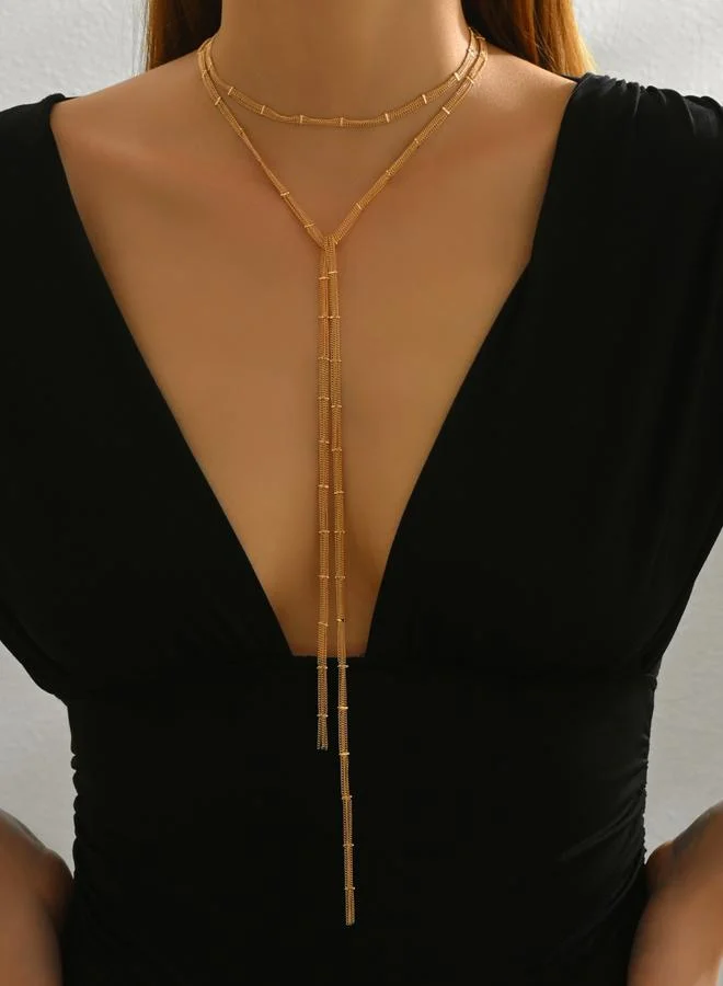 تايك تو عقد ذهبية معدنية بسلسلة بشرّابات