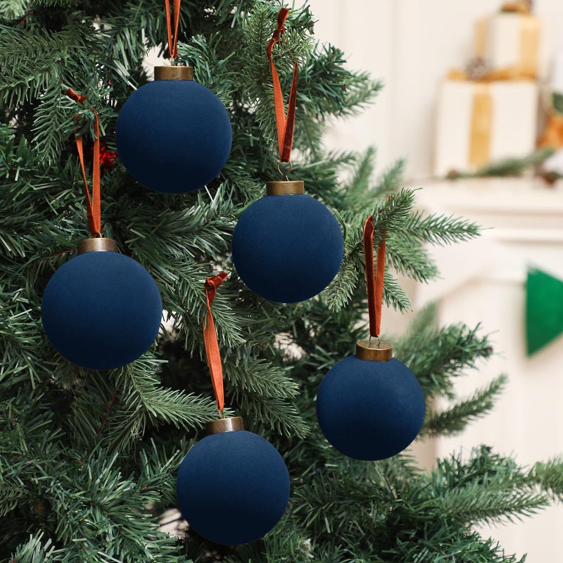 Liliful leiliful 15 pcs Velvet Christmas Balls bulk flocked Christmas Tree Ball Balls blays blains XMAS Targatiative Harching Decorty Decoration (Navy Blue 3.15 inch) - Image 5