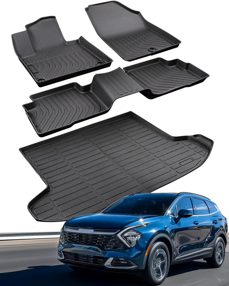 for Kia Sportage 20232025 2026 Hybrid No fit Plugin Floor Mats Cargo Liner All Weather Protector Heavy Duty TPE Rubber Waterproof AntiSlip Tech Mat for Kia Sportage Hybrid 2024 2025 Accessories