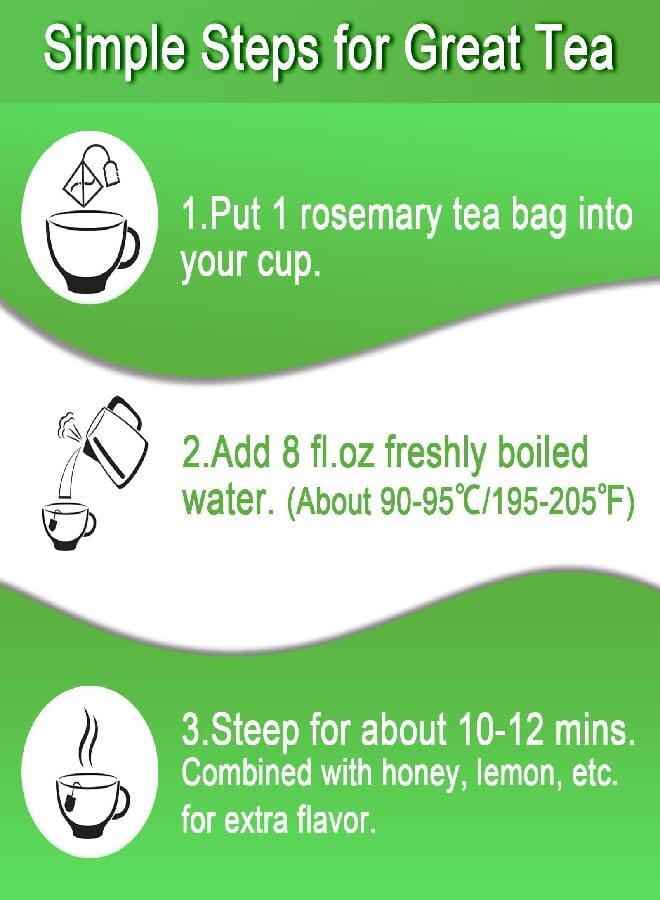 FullChea - Rosemary Tea Bags, 36 Teabags, 1.5g/bag - Premium Dried Rosemary Leaves - Cultivated From Egypt - Non-GMO - Caffeine-free - Distinct Flavor & Support Digestion - Image 4