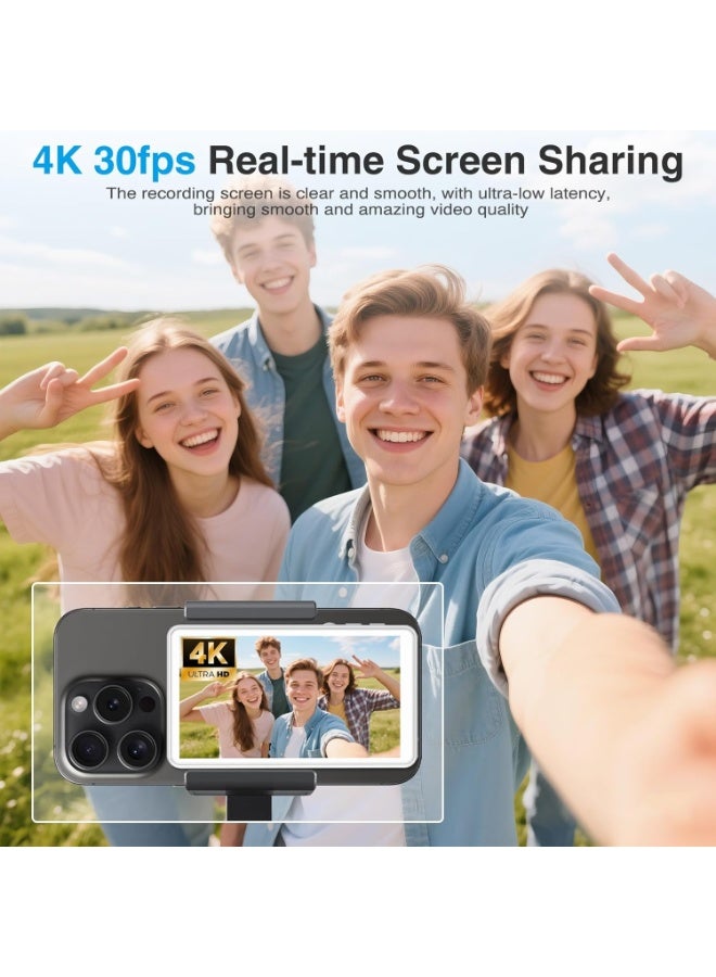  أورا سيليكت شاشة مراقبة سيلفي مدونة الفيديو | شاشة مراقبة السيلفي المغناطيسية 4K 30fps | شاشة سيلفي آيفون | شاشة سيلفي الكاميرا الخلفية | شاشة عرض السيلفي | شاشة لاسلكية مع جهاز تحكم عن بعد، أساسيات إنشاء المحتوى، بث مباشر وتيك توك - Image 2