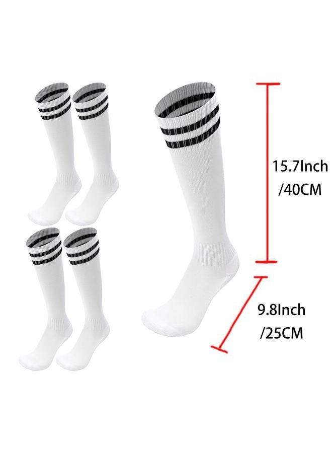 Ottwlli 2Pairs Soccer Socks for Kids Solid Striped Knee High Tube Football Sports Socks for 6-13Years Old Boys Girls, 2pair White, 7-13 Years - Image 4