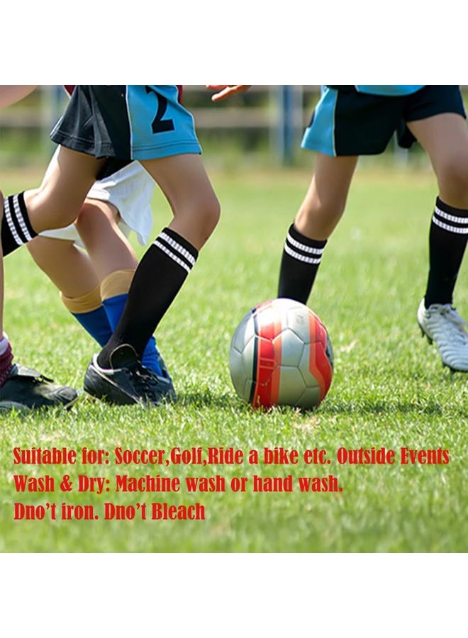 Ottwlli 2Pairs Soccer Socks for Kids Solid Striped Knee High Tube Football Sports Socks for 6-13Years Old Boys Girls, 2pair White, 7-13 Years - Image 2