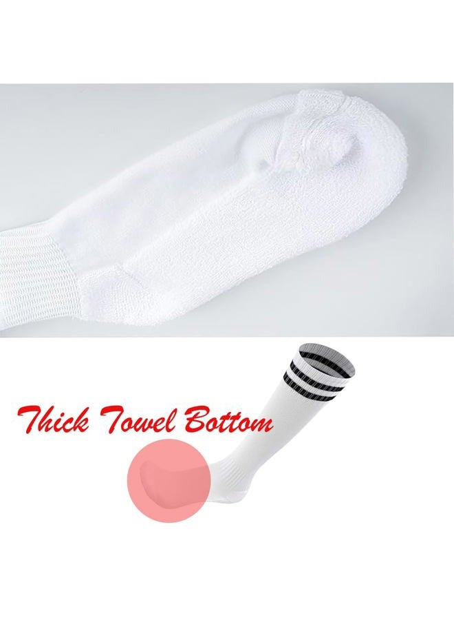 Ottwlli 2Pairs Soccer Socks for Kids Solid Striped Knee High Tube Football Sports Socks for 6-13Years Old Boys Girls, 2pair White, 7-13 Years - Image 5