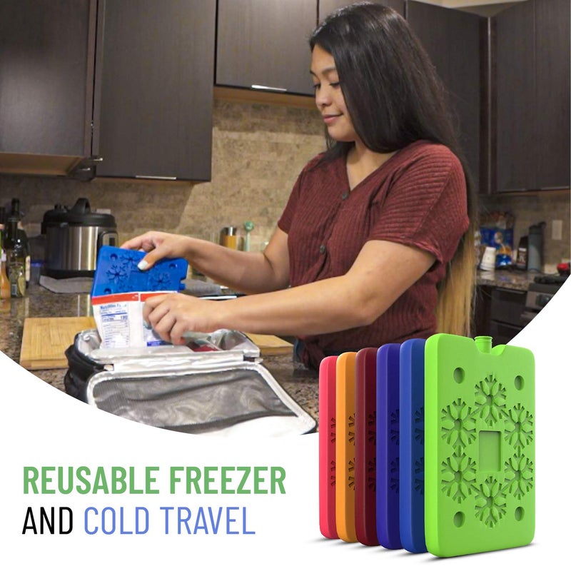 TrekProof Multicolor Lunch Bag Ice Packs, 6-Piece Set, Reusable and Eco-Friendly, Portable and Compact, Ideal for Travel, Camping, Picnics, and School - Image 4